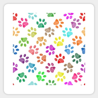 Colorful vibrant colored doodle paw prints Sticker